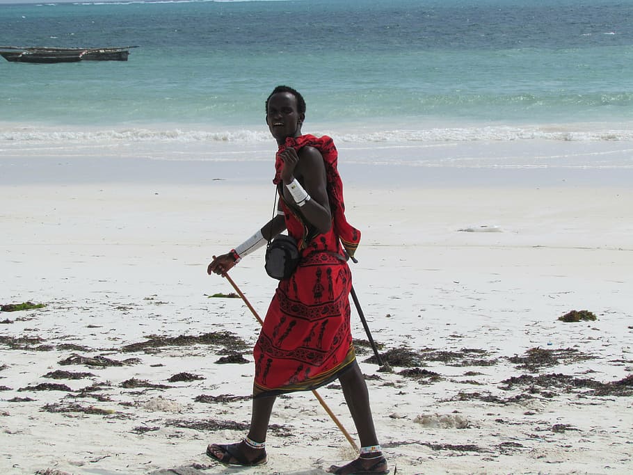 warrior, beach, africa, sea, people, land, water, real people HD wallpaper