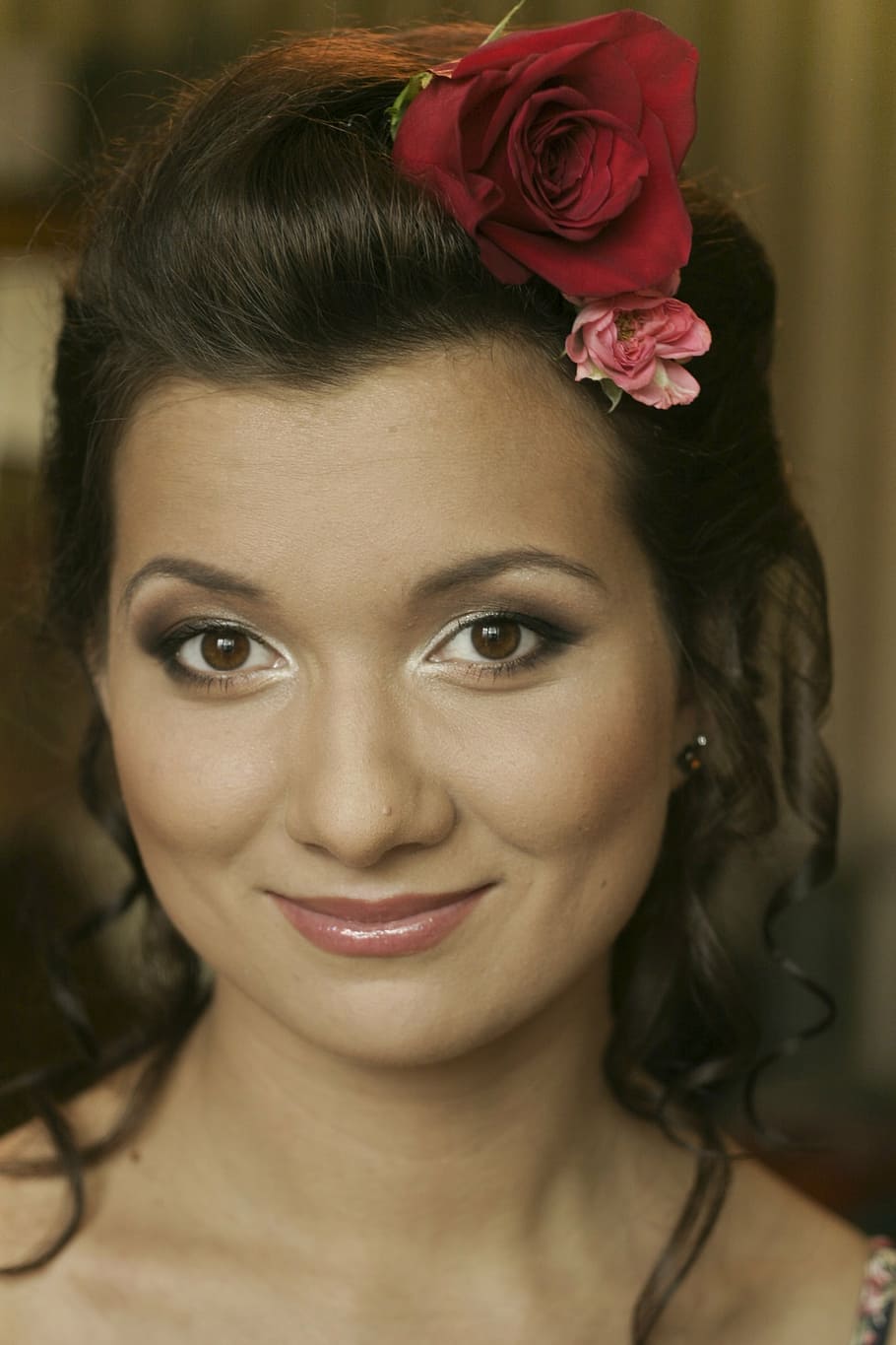 bride, hairstyle, makeup, portrait, headshot, flower, flowering plant HD wallpaper