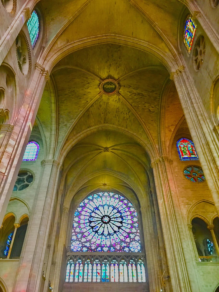 Rosette, Cathedral, Stained Glass Window, architecture, color HD wallpaper