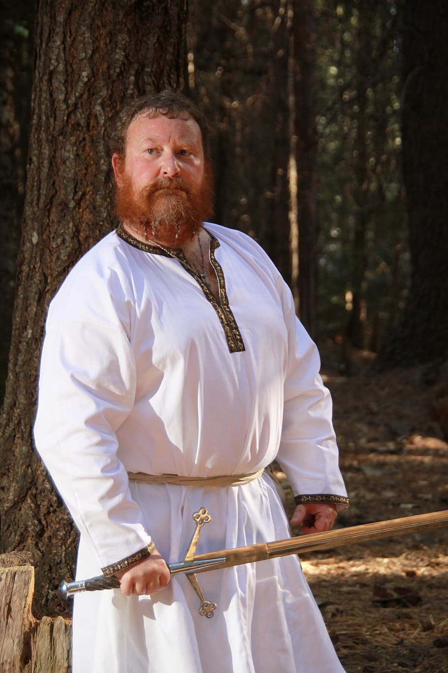 man in white long-sleeved coat, viking, warrior, medieval, knight, HD wallpaper