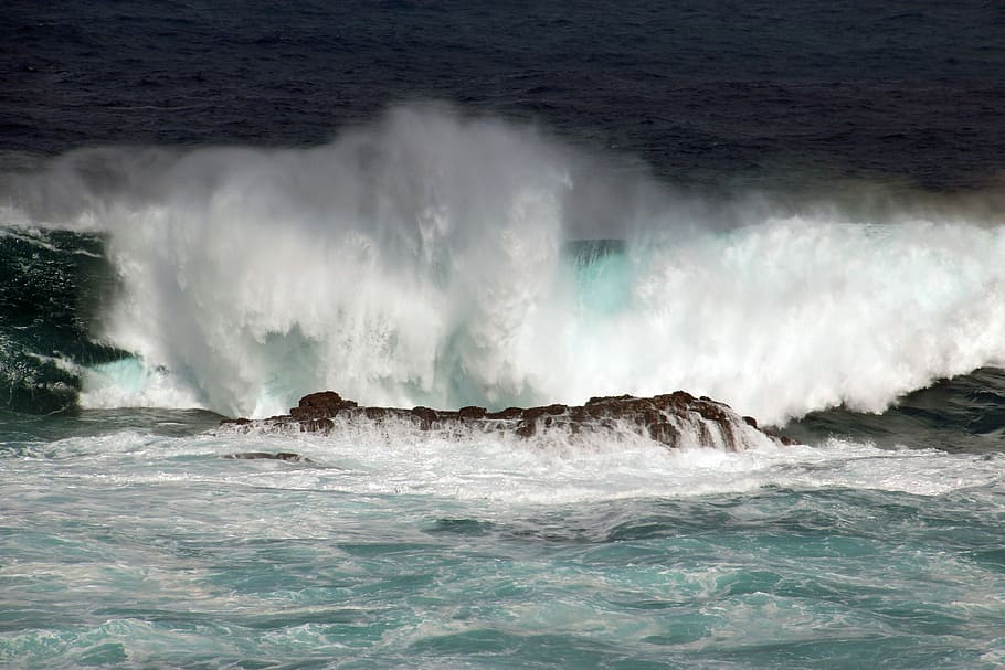 surf, waters, ocean, wave, force, atlantic, big wave, spray, HD wallpaper