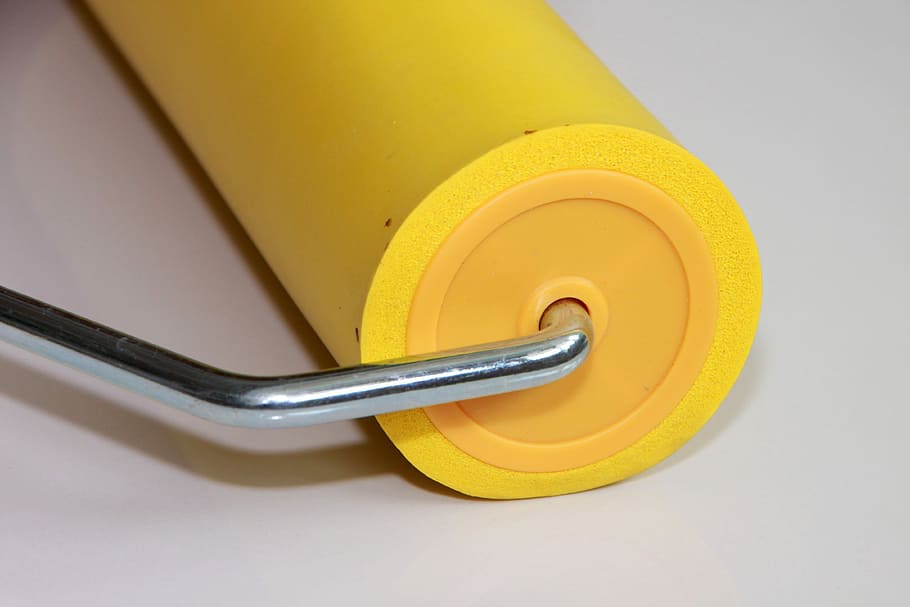Yellow Paint Roller, housework, public domain, tool, yelllow paint roller, HD wallpaper