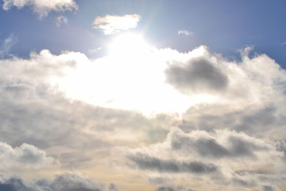 Sky, Clouds, Sun, blue, nature, cloud - sky, backgrounds, scenics HD wallpaper