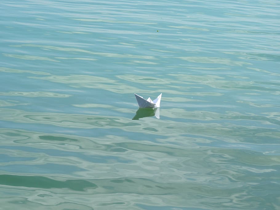 papierschiff, water, boot, ship, fold, origami, paper, paper boat HD wallpaper