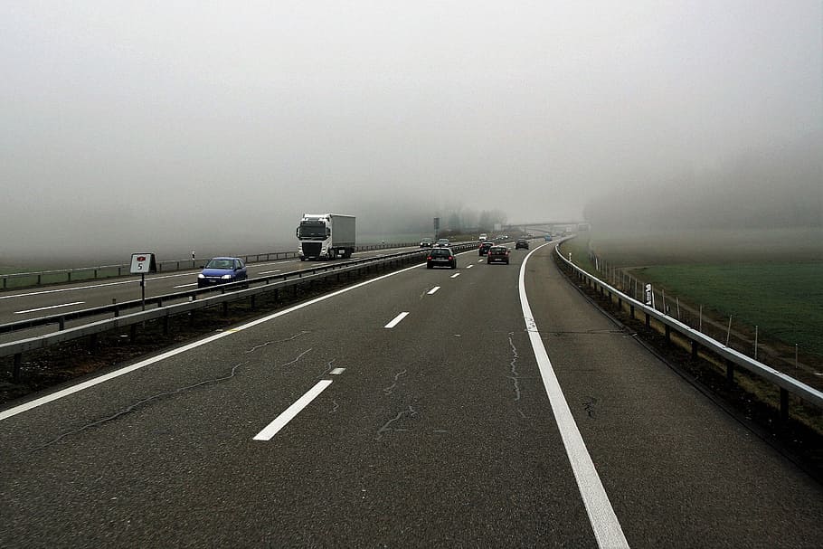 vehicles in road at daytime, highway, asphalt, transport, travel HD wallpaper