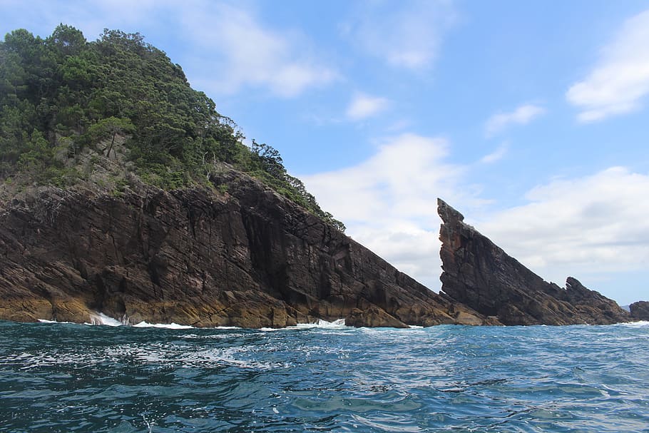 Sea, New Zealand, Whitianga, Coast, nature, rocky coast, turquoise, HD wallpaper