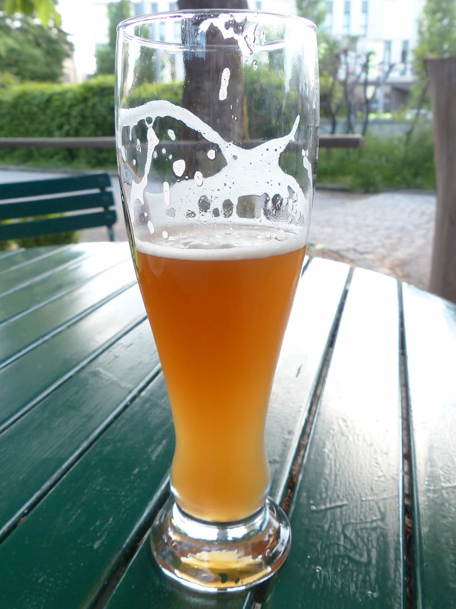 flute glass filled with brown liquid, beer, drink, wheat beer HD wallpaper