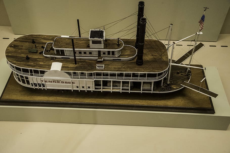 Riverboat display in Tennessee Museum, model, public domain, old-fashioned HD wallpaper