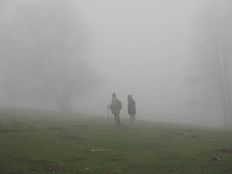 wanderer, fog, mystical, creux du van, swiss jura, noiraigue, HD wallpaper