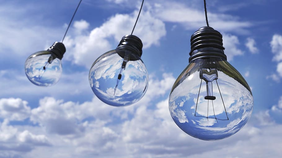 three clear glass light bulbs, halogen, lamp, electric, lightbulb HD wallpaper