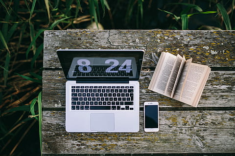 Man working on Macbook at lake, workspace, workplace, computer HD wallpaper