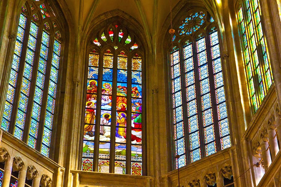 Stained Glass In The Cathedral, the barbarians, czech republic, HD wallpaper
