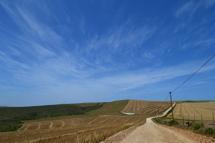 Big Sky, Sky, Road, Hills, Farm, nowhere, south africa, landscape HD wallpaper