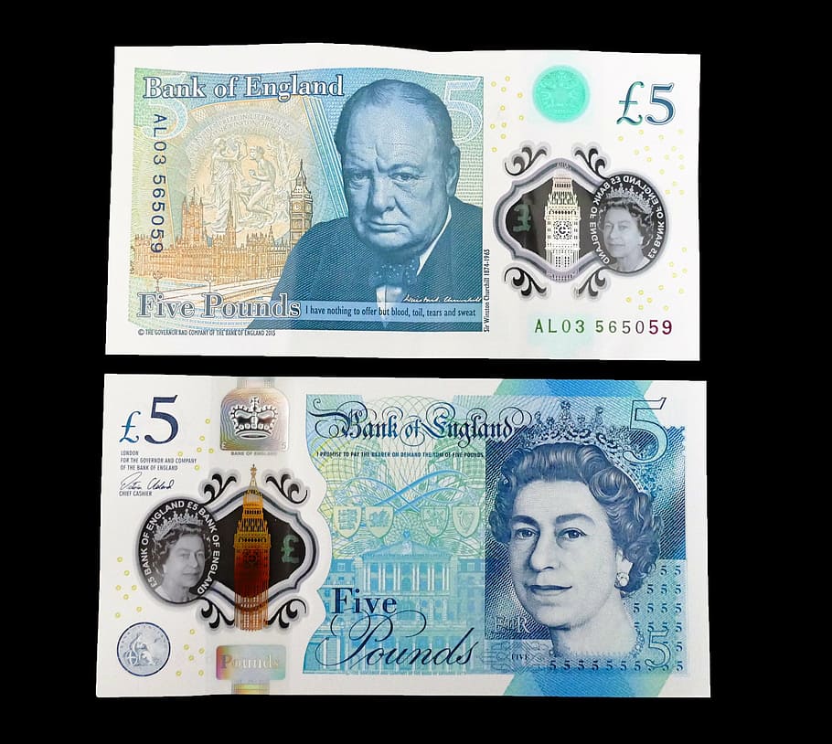 5 banknote, five pound note, cash, money, british, finance, business