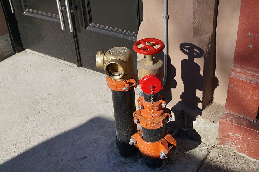 fire hydrant, water hydrant, red, water source, firefighters, HD wallpaper