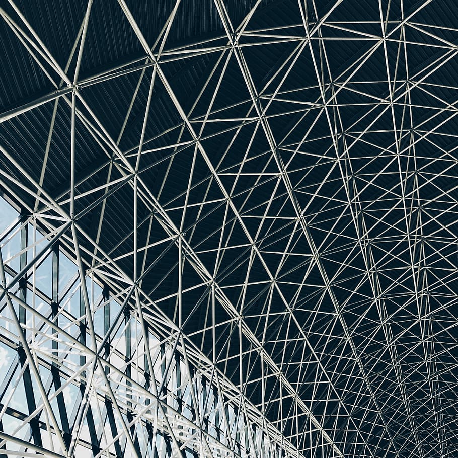 worm's-eye view of steel frame of indoor structure, untitled HD wallpaper