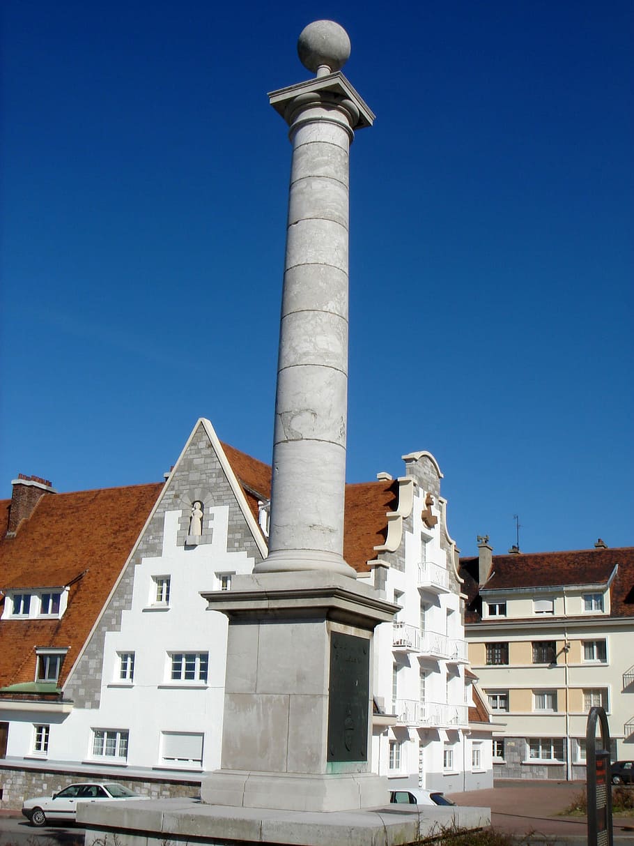Louis XVIII column in Calais, France, building, chimney, photos HD wallpaper