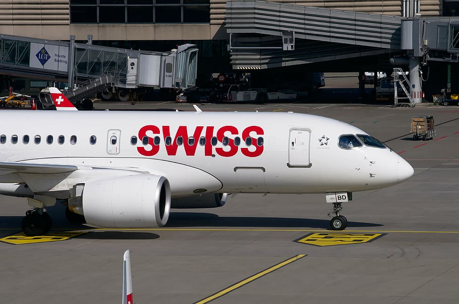 swiss, aircraft, airbus, a320, airport zurich, switzerland
