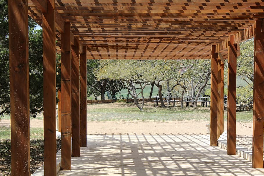 brown wooden structure, pergola, grape arbor, winery, architecture HD wallpaper