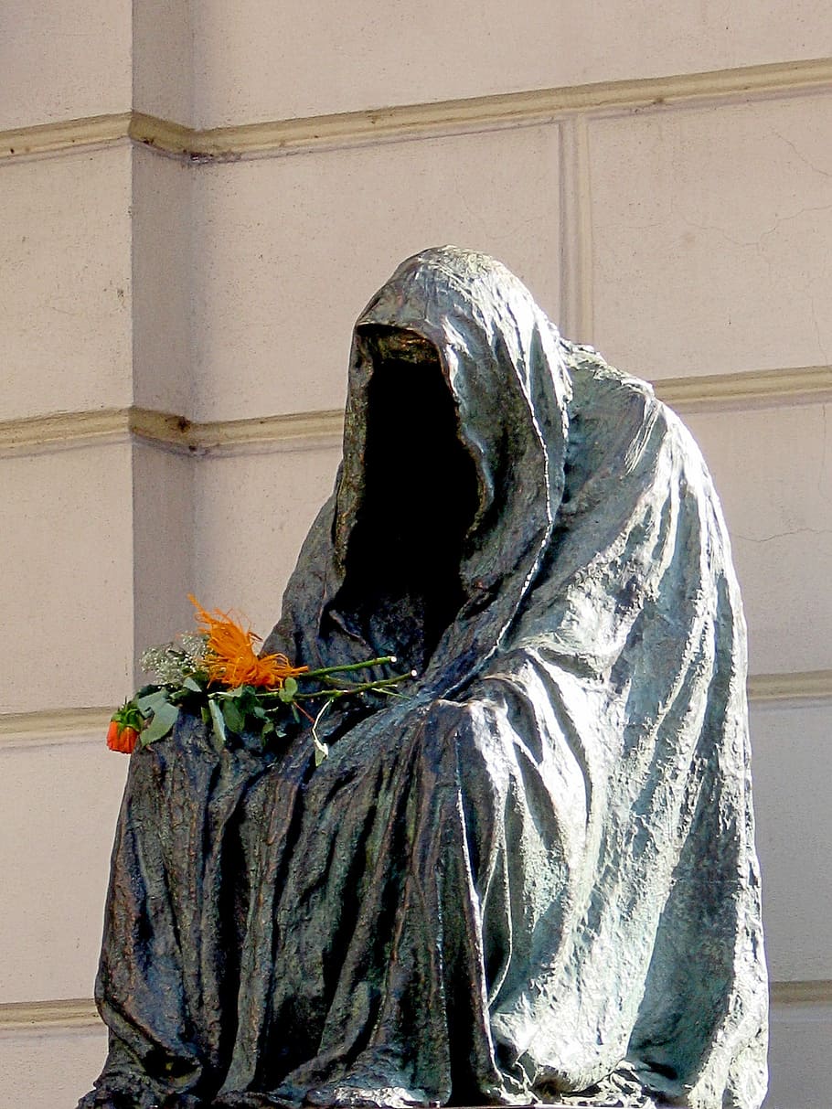 Bronze Statue, Plastic, Mozart, coat, death, gloomy, mozart memorial, HD wallpaper