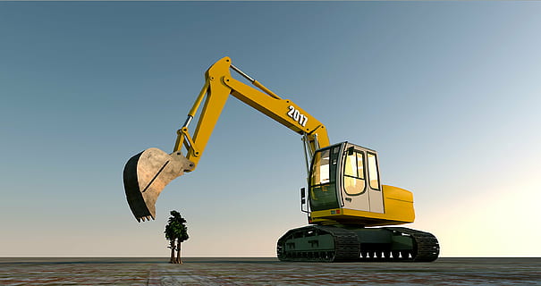yellow and black excavator during daytime, excavators, blade HD wallpaper