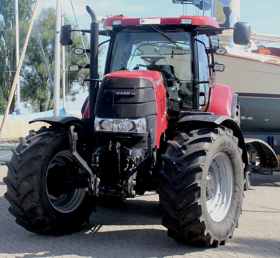 tractor, vehicle, iii case, ship, transport, lake constance HD wallpaper