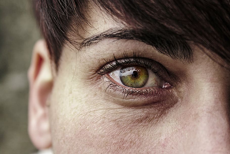 shallow focus photography of person's right eye, green, portrait HD wallpaper