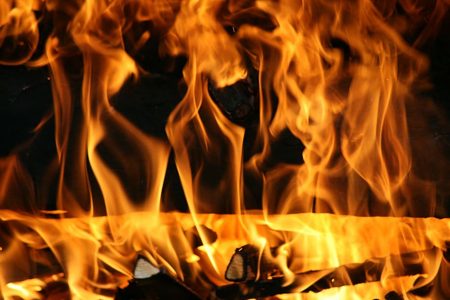 fire, fireplace, orange, fire - natural phenomenon, burning HD wallpaper