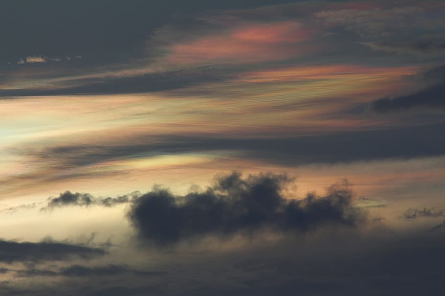 orange sky and black clouds, photo of clouds, Twilight, atmosphere HD wallpaper