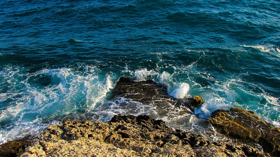 cliff, rock, wave, smashing, nature, sea, cyprus, coastline HD wallpaper