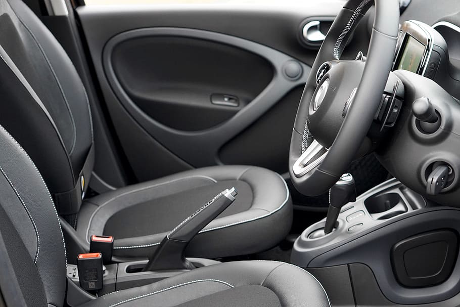black vehicle steering wheel, car, interior, auto, automobile HD wallpaper
