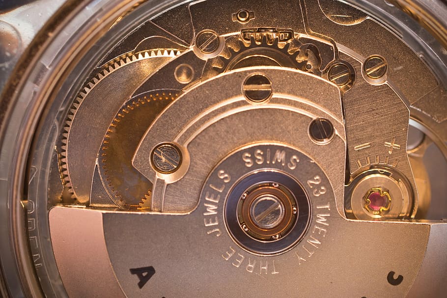 Jewels Swiss watch in closed-up photto, movement, mechanics HD wallpaper