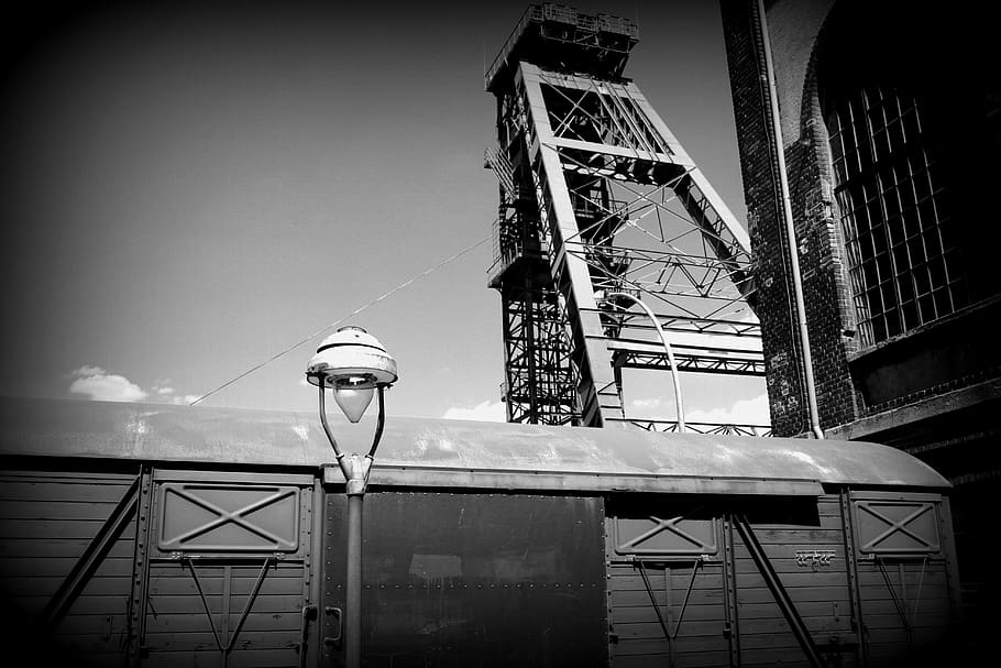 headframe, carbon, coal mining area, ruhr area, built structure HD wallpaper