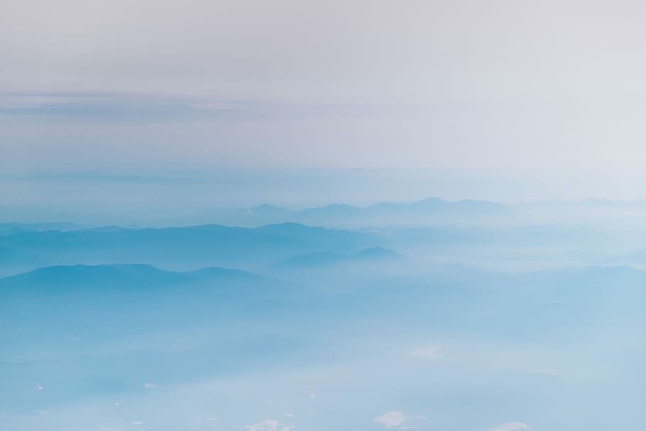 mountain covering with clouds, untitled, sky, fog, sunrise, mist HD wallpaper