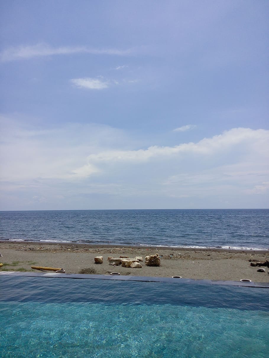 sky, beautiful, blue, beach, pool, sea, water, scenics - nature HD wallpaper