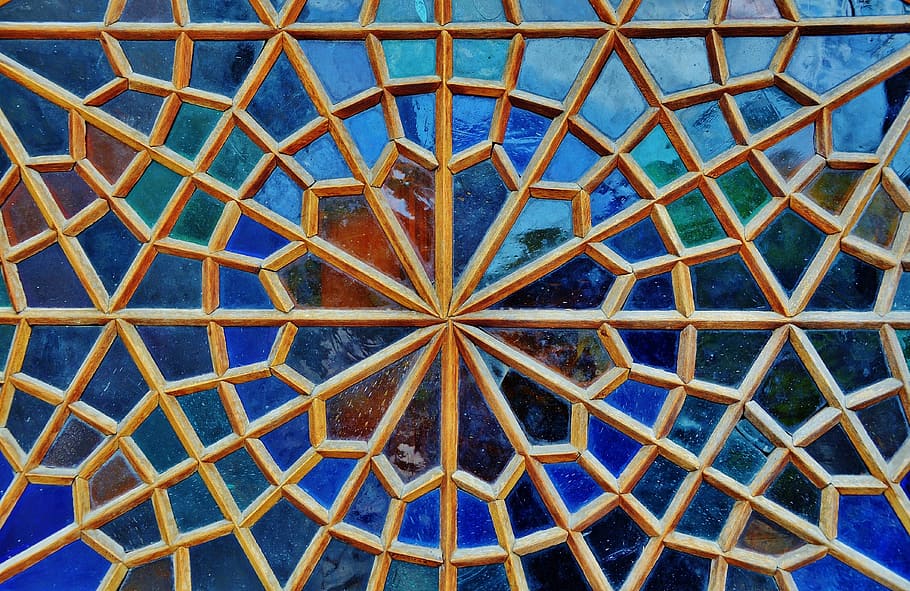 minimalist photography of brown framed mosaic glass surface HD wallpaper