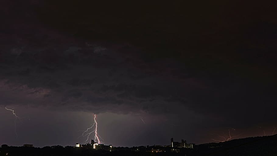 flashes, mountain, clouds, nature, thunderstorm, forward, mystical HD wallpaper