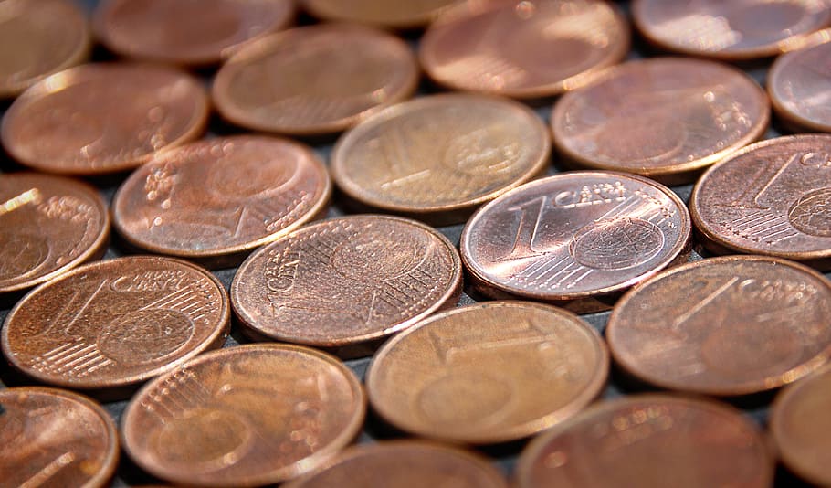 Coin, Cent, Money, Payment, means of payment, copper, euro, HD wallpaper