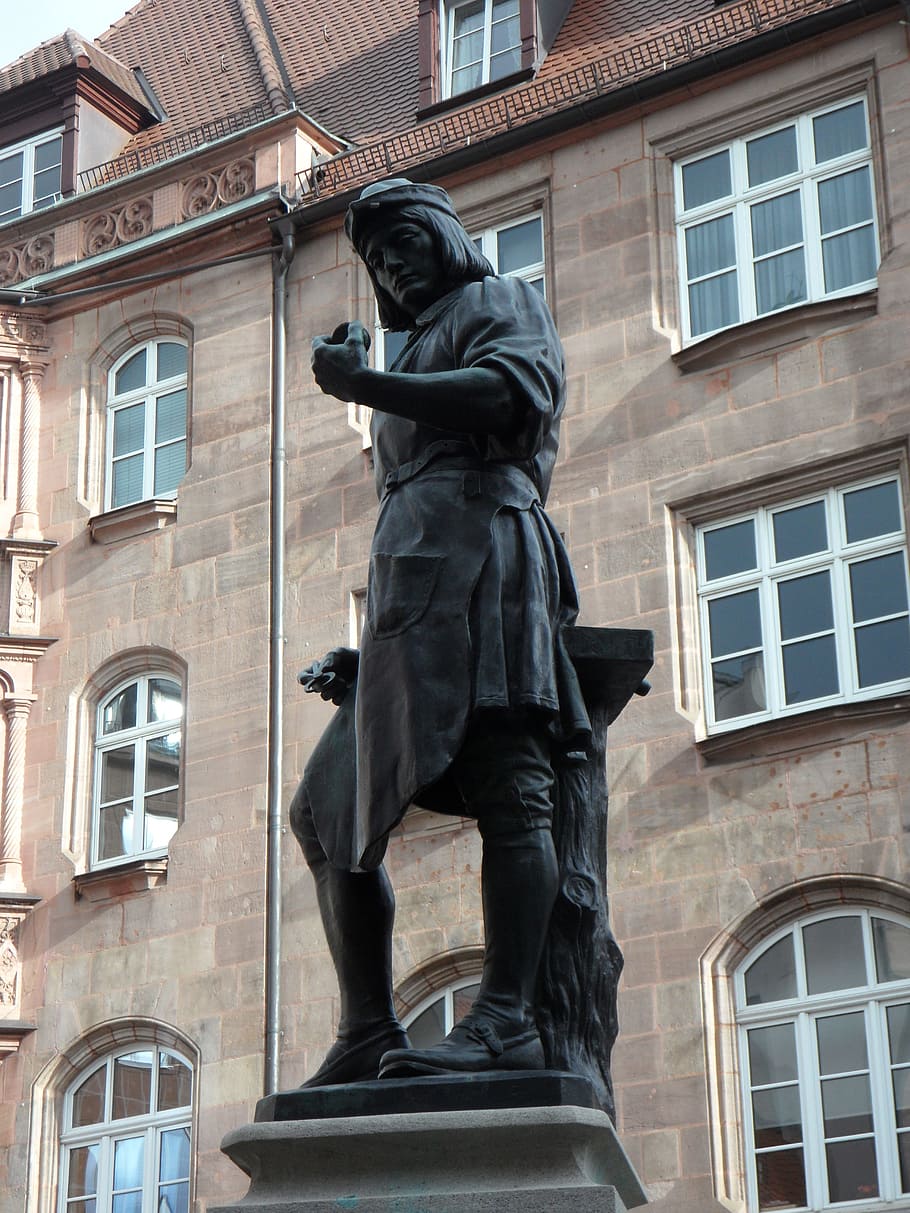 Peter Henlein, Nuremberg, inventor, monument, statue, sculpture, HD wallpaper