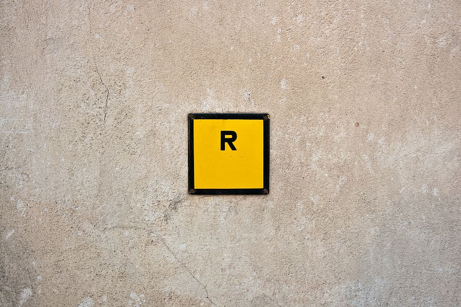 yellow and black R box, sign, symbol, text, icon, information HD wallpaper