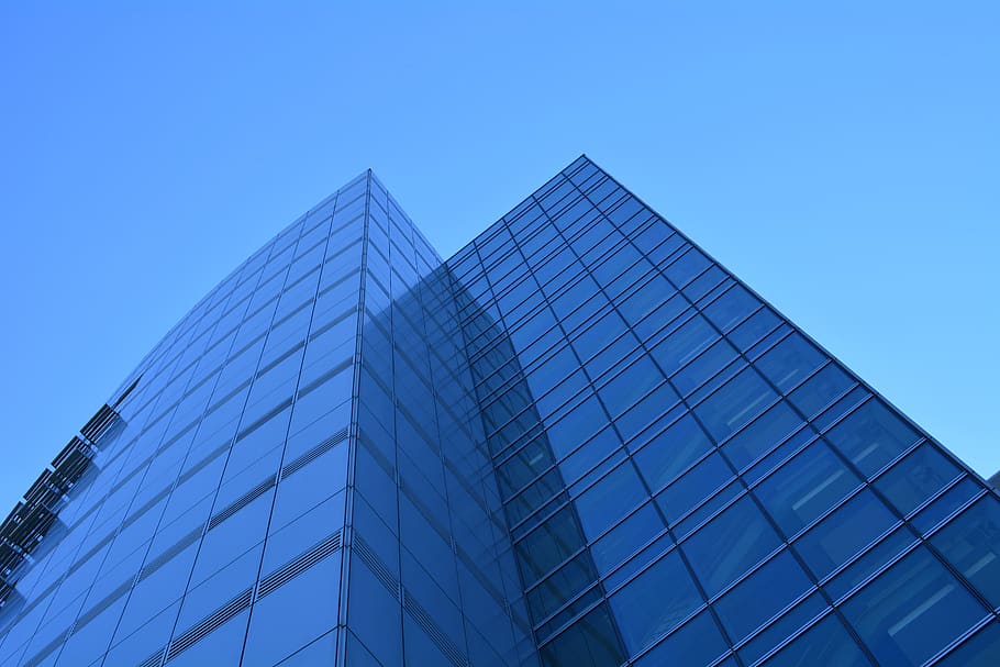 office, blue sky, modern, built structure, architecture, building exterior HD wallpaper