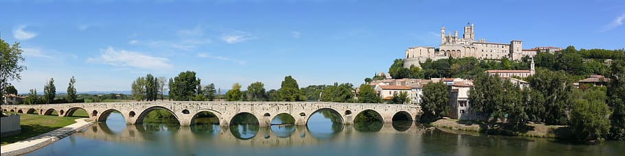 roman bridge, béziers, saint-nazaire cathedral, river orb