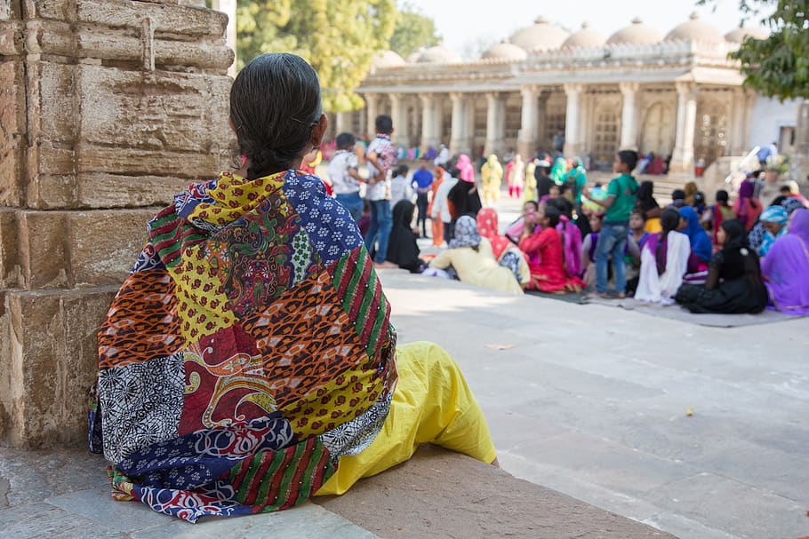 indian lady, temple, asian, female, girl, ethnic, hindu, woman, HD wallpaper