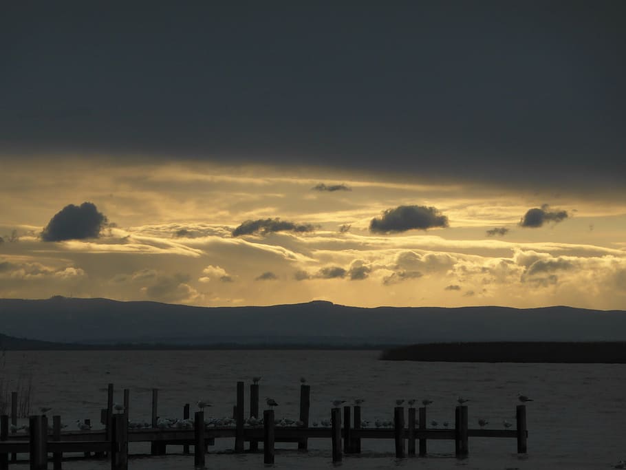 clouds, landscape, sky, nature, dark clouds, morning, sunrise HD wallpaper