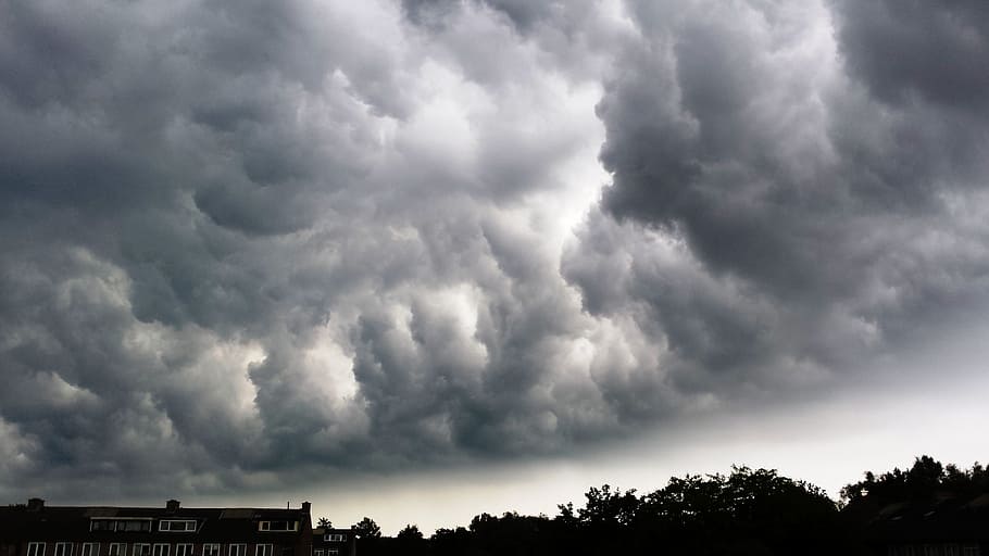 photo of grey cloudy sky, clouds, thunderstorm, weather, rain HD wallpaper