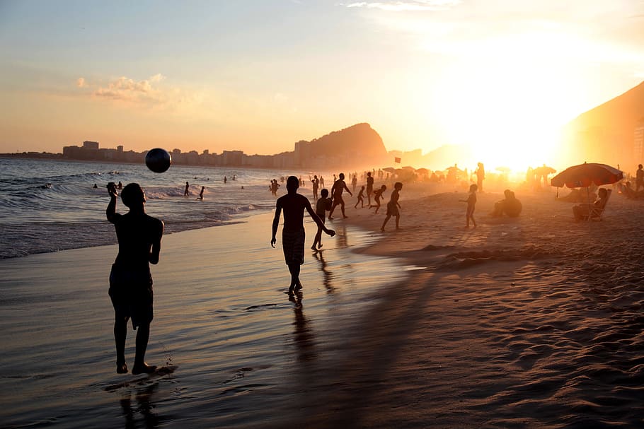 group of people on seashore during daytime, Brasil, Brazil, Copacabana, HD wallpaper