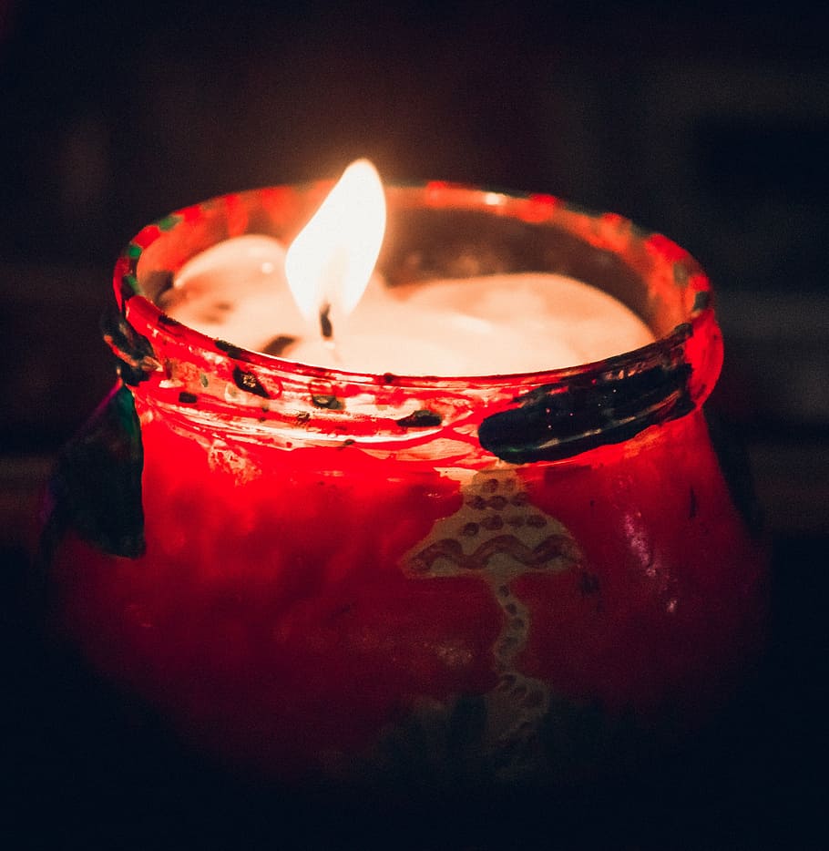 candle, fire, candlestick, red, darkness, flame, burning, fire - Natural Phenomenon HD wallpaper