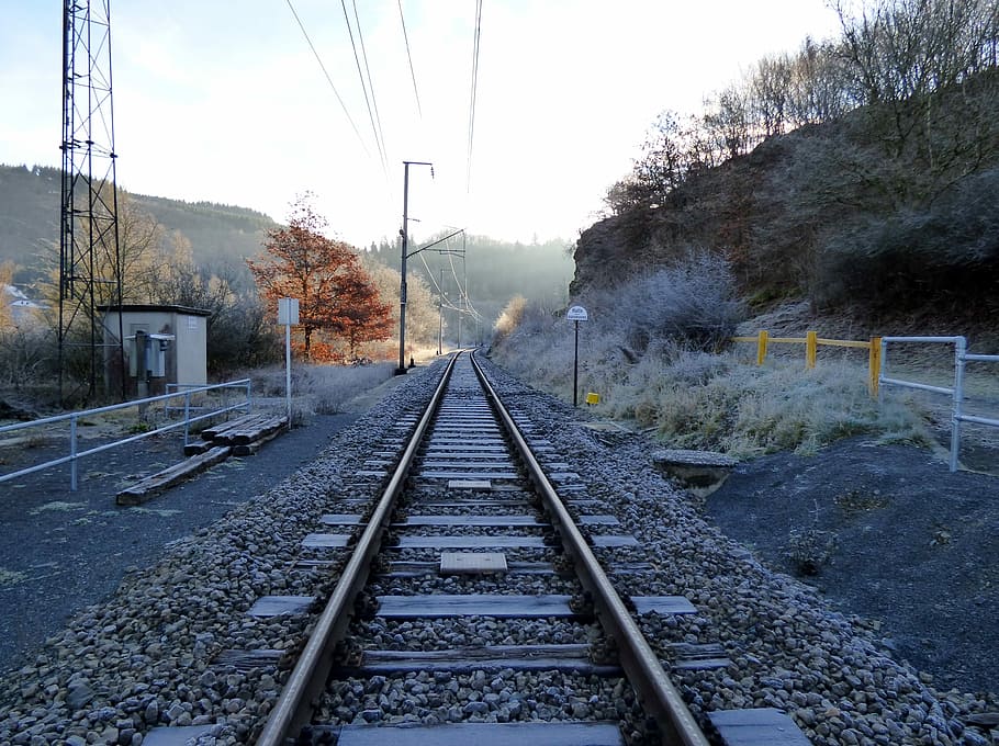 Railroad, Freezing, Train, lellingen, railroad track, rail transportation HD wallpaper