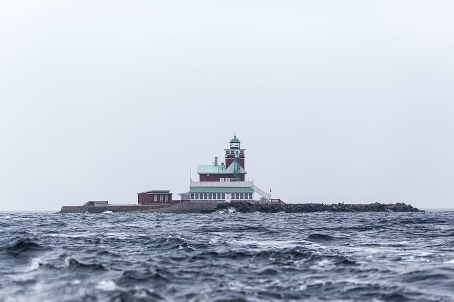 lighthouse on island at daytime, landscape, photography, near HD wallpaper