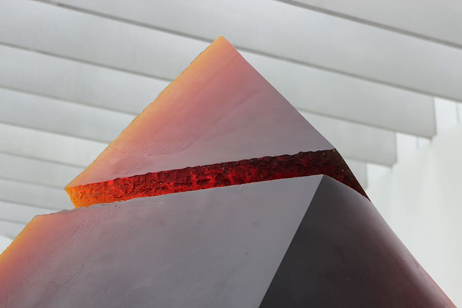 Red Triangular Shape Ornament, abstract, art, concept, concrete, HD wallpaper